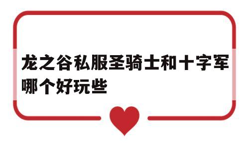 龙之谷私服圣骑士和十字军哪个好玩些的简单介绍