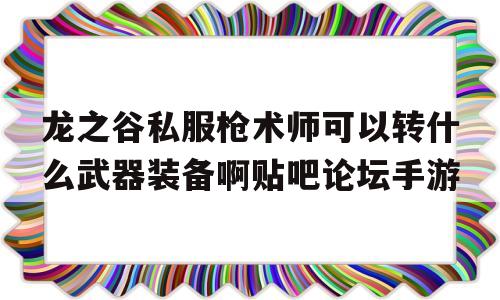 关于龙之谷私服枪术师可以转什么武器装备啊贴吧论坛手游的信息