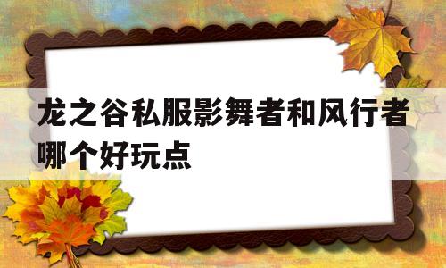 龙之谷私服影舞者和风行者哪个好玩点的简单介绍