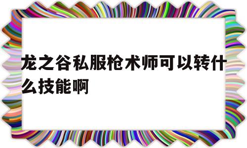 关于龙之谷私服枪术师可以转什么技能啊的信息