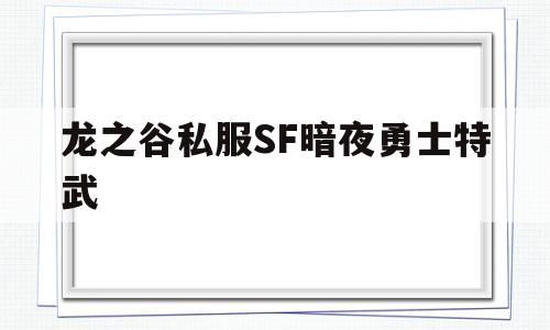 龙之谷私服SF暗夜勇士特武