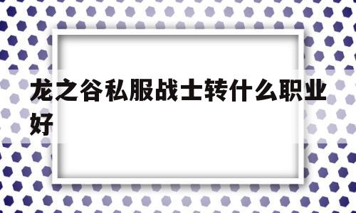 龙之谷私服战士转什么职业好