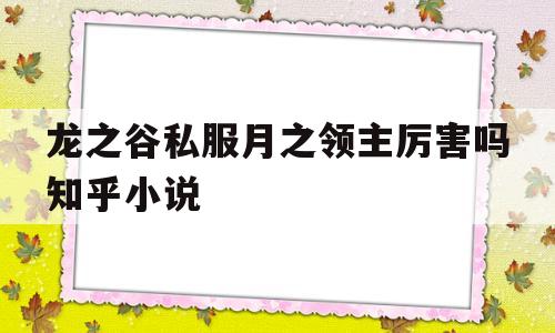 包含龙之谷私服月之领主厉害吗知乎小说的词条