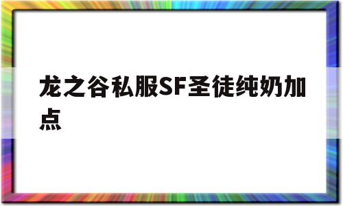 龙之谷私服SF圣徒纯奶加点