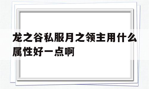 龙之谷私服月之领主用什么属性好一点啊的简单介绍