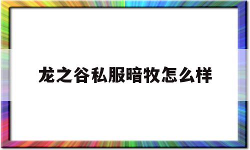 龙之谷私服暗牧怎么样