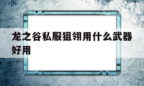 包含龙之谷私服狙翎用什么武器好用的词条