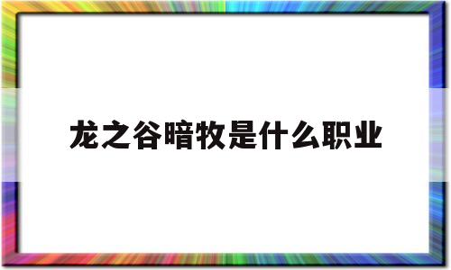 龙之谷暗牧是什么职业