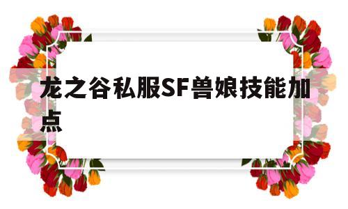 龙之谷私服SF兽娘技能加点