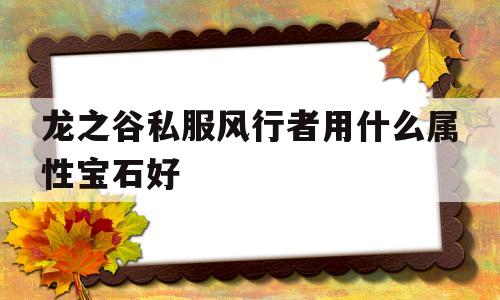 龙之谷私服风行者用什么属性宝石好的简单介绍