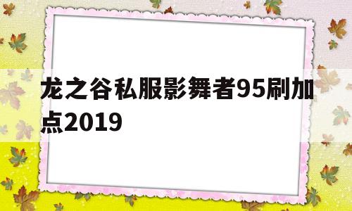 龙之谷私服影舞者95刷加点2019的简单介绍