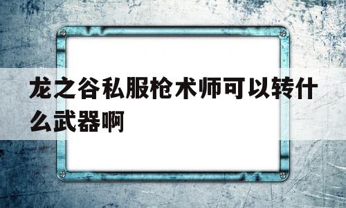 关于龙之谷私服枪术师可以转什么武器啊的信息