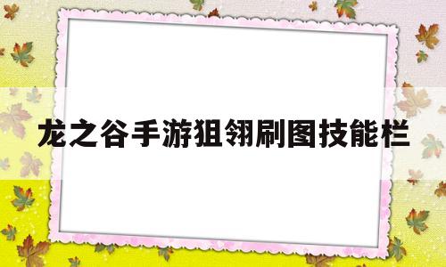 关于龙之谷手游狙翎刷图技能栏的信息