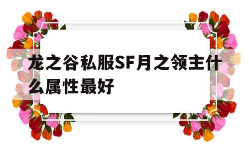 龙之谷私服SF月之领主什么属性最好的简单介绍