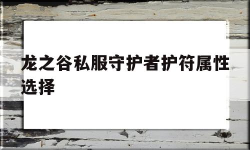 关于龙之谷私服守护者护符属性选择的信息