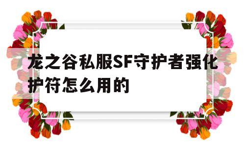 龙之谷私服SF守护者强化护符怎么用的的简单介绍