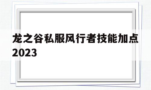 关于龙之谷私服风行者技能加点2023的信息