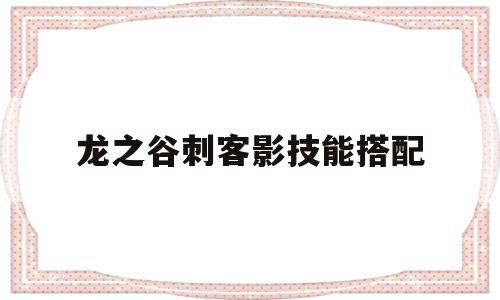 龙之谷刺客影技能搭配