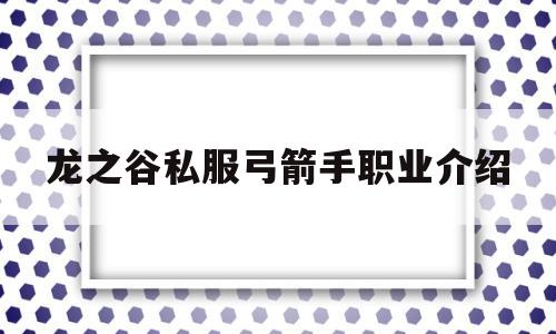 龙之谷私服弓箭手职业介绍