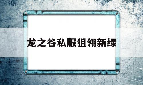 龙之谷私服狙翎新绿