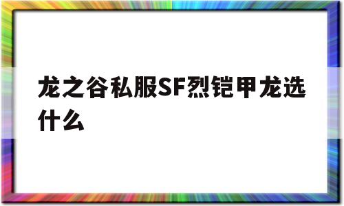 龙之谷私服SF烈铠甲龙选什么的简单介绍