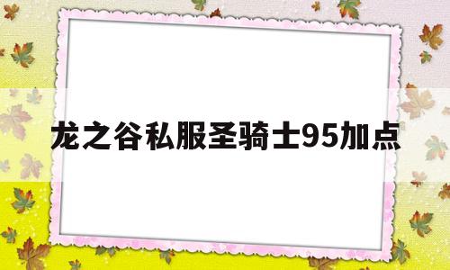 包含龙之谷私服圣骑士95加点的词条