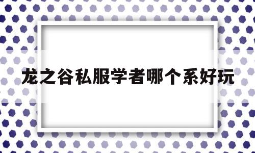 龙之谷私服学者哪个系好玩