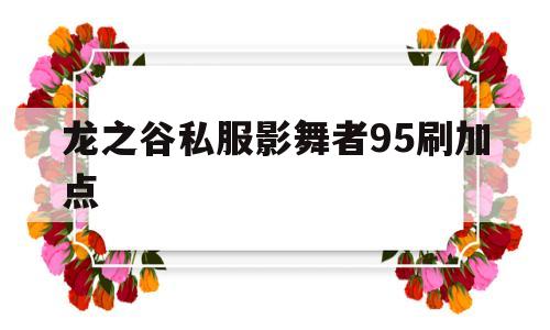 龙之谷私服影舞者95刷加点