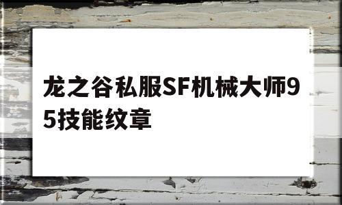 关于龙之谷私服SF机械大师95技能纹章的信息