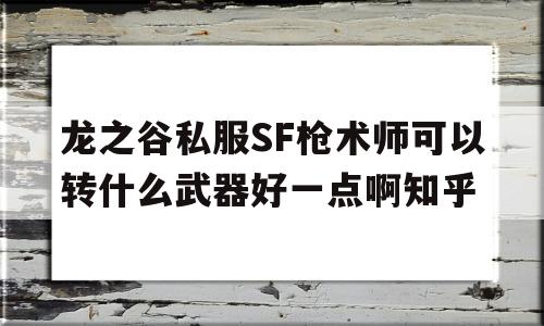 龙之谷私服SF枪术师可以转什么武器好一点啊知乎的简单介绍