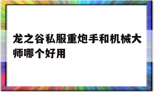 龙之谷私服重炮手和机械大师哪个好用