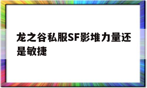 龙之谷私服SF影堆力量还是敏捷的简单介绍