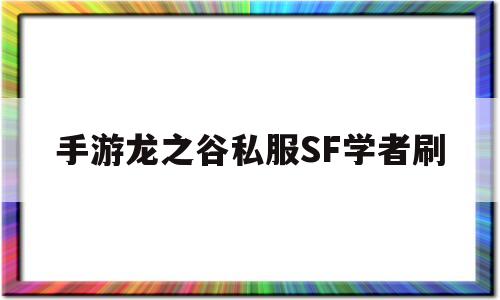 手游龙之谷私服SF学者刷