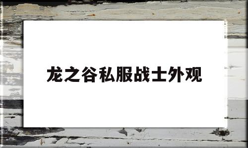 龙之谷私服战士外观