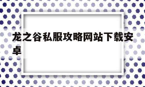 龙之谷私服攻略网站下载安卓的简单介绍