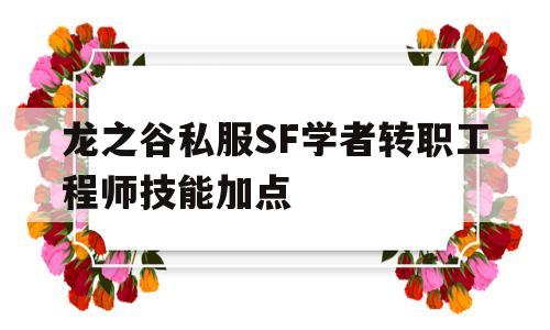 龙之谷私服SF学者转职工程师技能加点的简单介绍