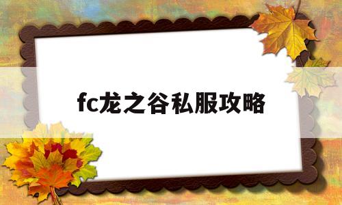 fc龙之谷私服攻略