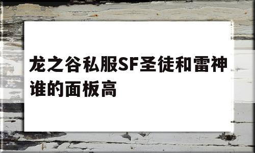 关于龙之谷私服SF圣徒和雷神谁的面板高的信息