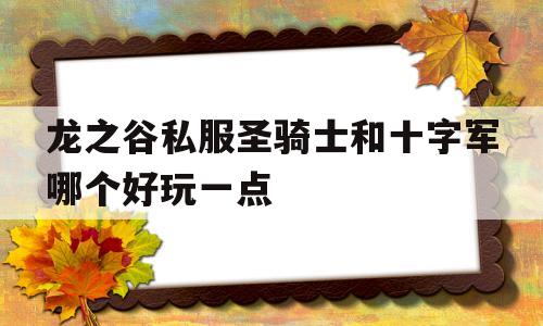 龙之谷私服圣骑士和十字军哪个好玩一点的简单介绍