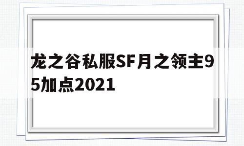 关于龙之谷私服SF月之领主95加点2021的信息