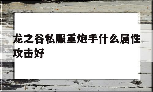 龙之谷私服重炮手什么属性攻击好的简单介绍