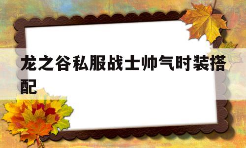 龙之谷私服战士帅气时装搭配的简单介绍