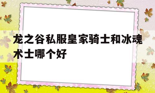 龙之谷私服皇家骑士和冰魂术士哪个好的简单介绍