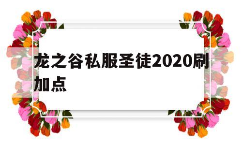 关于龙之谷私服圣徒2020刷加点的信息