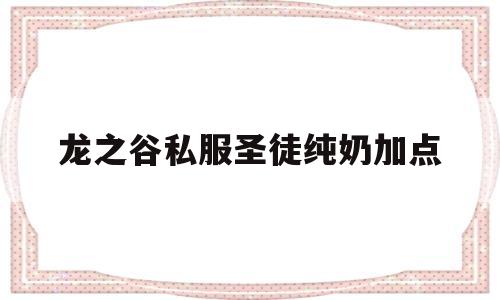 龙之谷私服圣徒纯奶加点