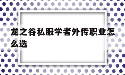 龙之谷私服学者外传职业怎么选