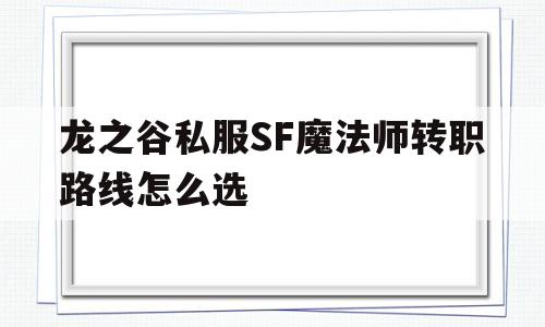 关于龙之谷私服SF魔法师转职路线怎么选的信息