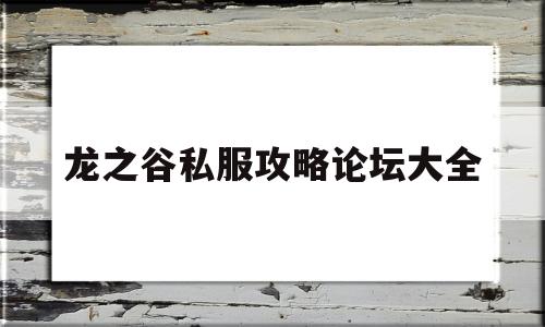 龙之谷私服攻略论坛大全的简单介绍