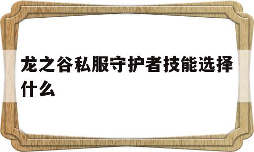 关于龙之谷私服守护者技能选择什么的信息