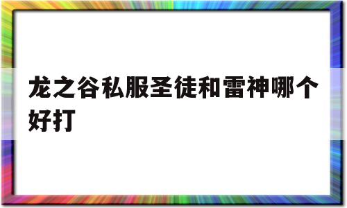 关于龙之谷私服圣徒和雷神哪个好打的信息